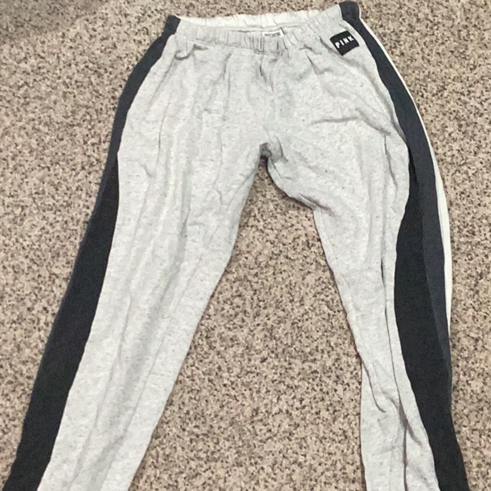 Grey and black sweatpants; size XS in women